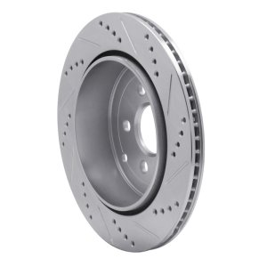 Land Rover LR2 Brake Rotor (1) - Rear Left - R1 Concepts - Drilled & Slotted - Silver - `08-`12